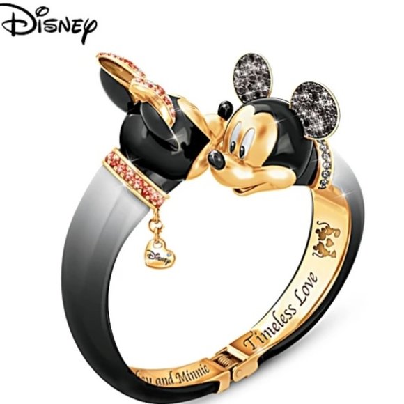 The Bradford Exchange Jewelry - New Mickey Mouse And Minnie Mouse Timeless Love Crystal Bangle Bracelet